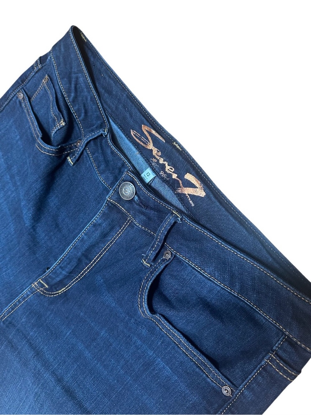 Seven7 Women’s Tower Straight Crop Indigo Raw Hem Size 12 Like New
